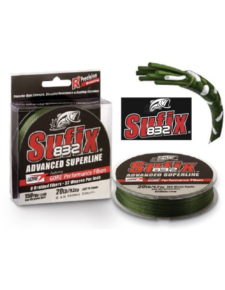SUFIX ADVANCED SUPERLINE 832 BRAID 250m 0,13mm GREEN SCONTO 30%